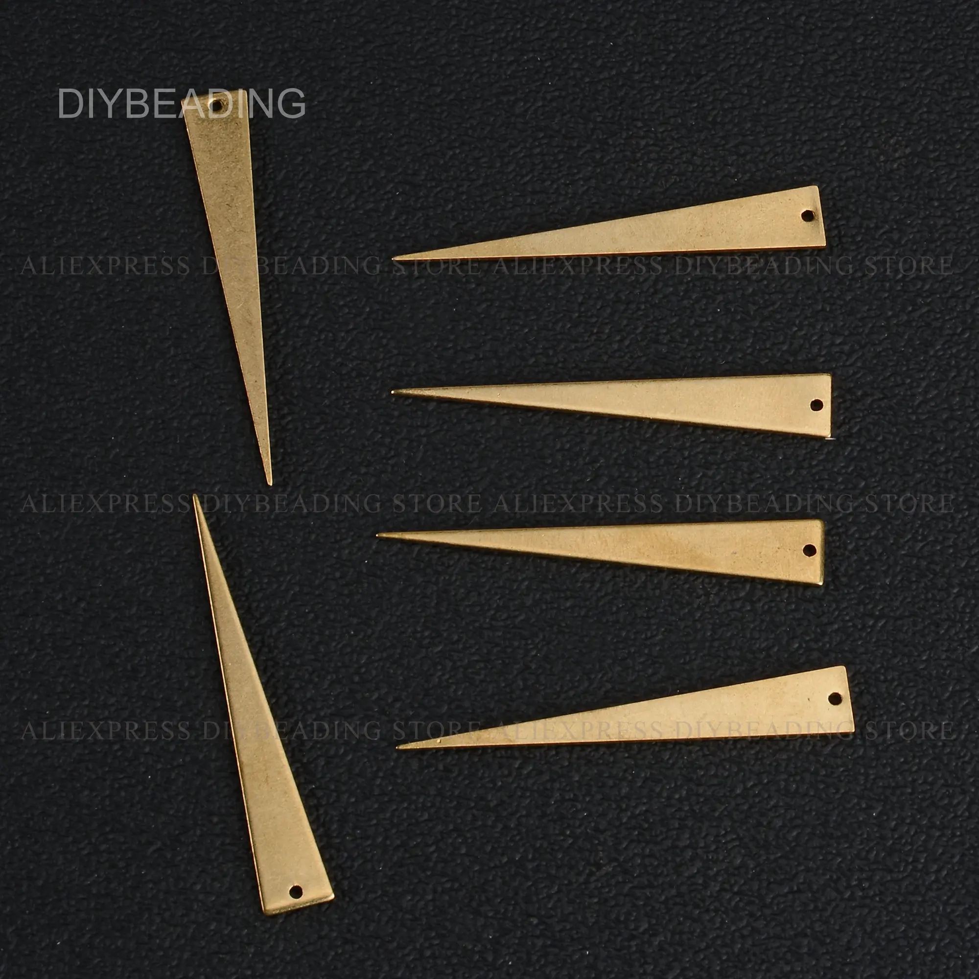 10-500 Pcs Brass Long Triangle Spike Charm Finding for Jewelry Making Elongated Geometric Stamping Tag Lots Wholesale (8*51mm)