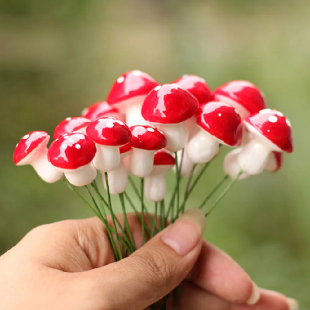 20pcs-kawaii-resin-crafts-Decoration-Mushroom-fairy-garden-miniatures-accessories-Micro-Landscape-Bonsai-Plant-inserted-Ornament