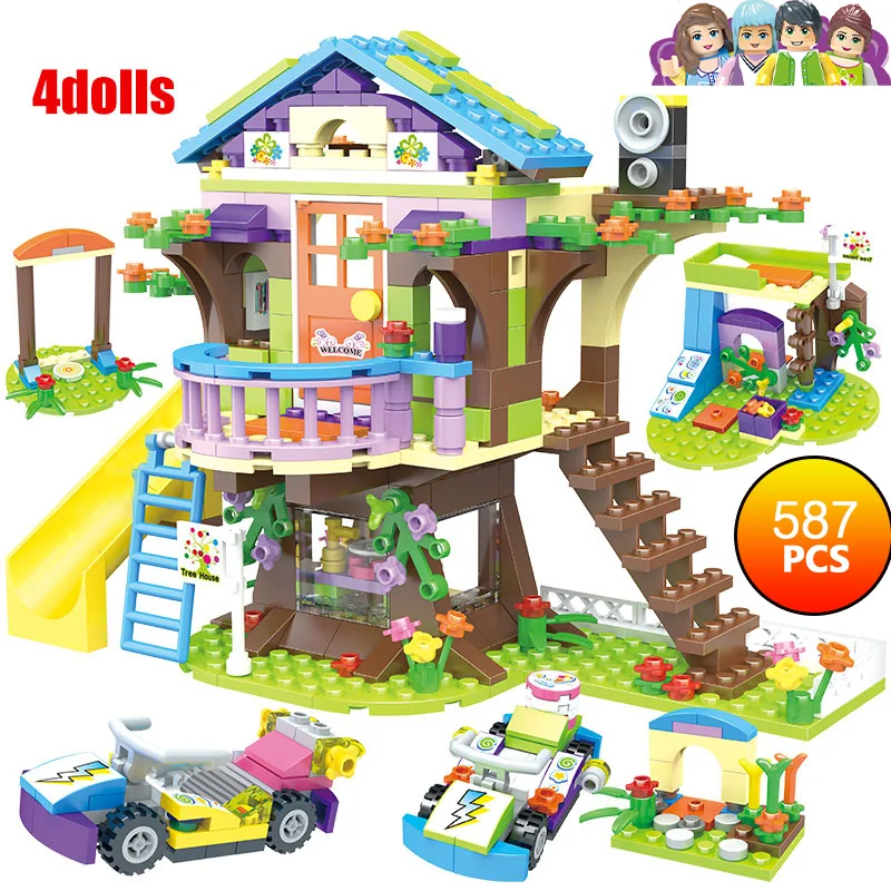 

587pcs Compatible Legoinglys Friends Building Blocks Girls Mia Adventure Tree House Car Stacking Bricks Toys for Girls Children