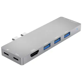 

8 in 1 Dual USB C Hub to 3xUSB3.0+HDMI+USB-C PD+TF Card+USB-C Data Adapter