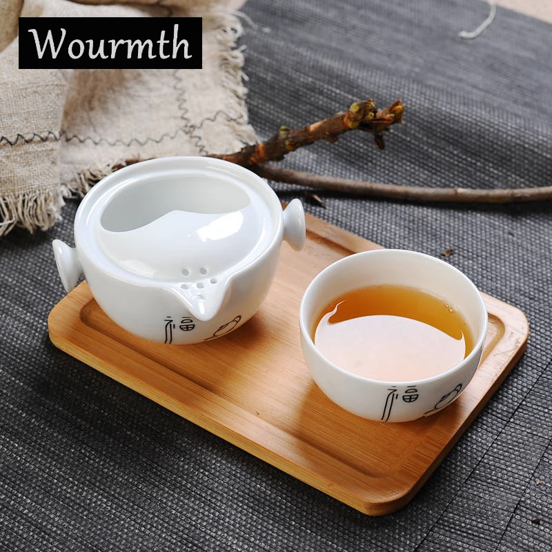 Китай Белый Фарфор Quick Cup 1 Чайник Чашка Керамическая Kungfu Путешествия Чайный