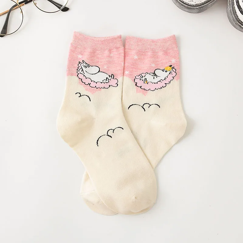 ladies socks Socks Women Autumn Winter Cartoon anime Socks Hippo Cartoon Animal Streetwear Classic Funny Cute Kawaii Middle Tube Crew Socks slouch socks