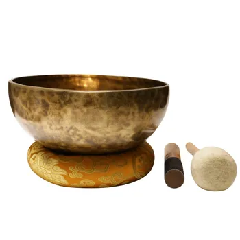 

Nepal Handmade Brass Tibet Bowl Ritual 4 Key Music Therapy Copper Chime Copper Tibetan Singing Bowl(Including Sticks And Mats)