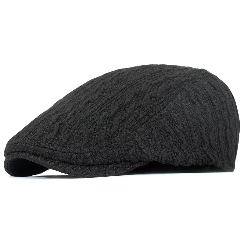Beret Caps Fashion Knit Newsboy Cap Winter Warm Flat Hats Women Men Ivy Solid Color Duckbill Vintage Gatsby Hat | Аксессуары для