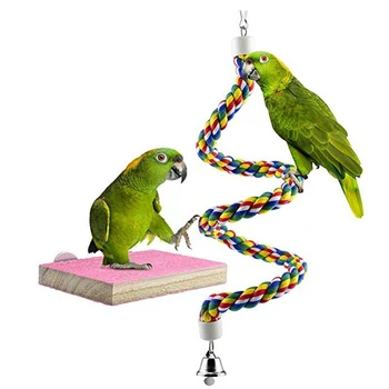 

New Bird Toy Cage Accessories Parrot Chew Toy 2 Pieces Set 1m Climbing Ladder And Frosted Platform 11