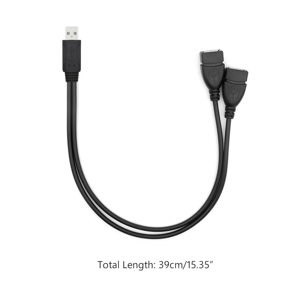 39cm USB Extender Extension Cable Charging Data Cable USB A 2.0 Male To 2 Female Y Splitter Cord For Hdd Ssd Printer Pc Camera