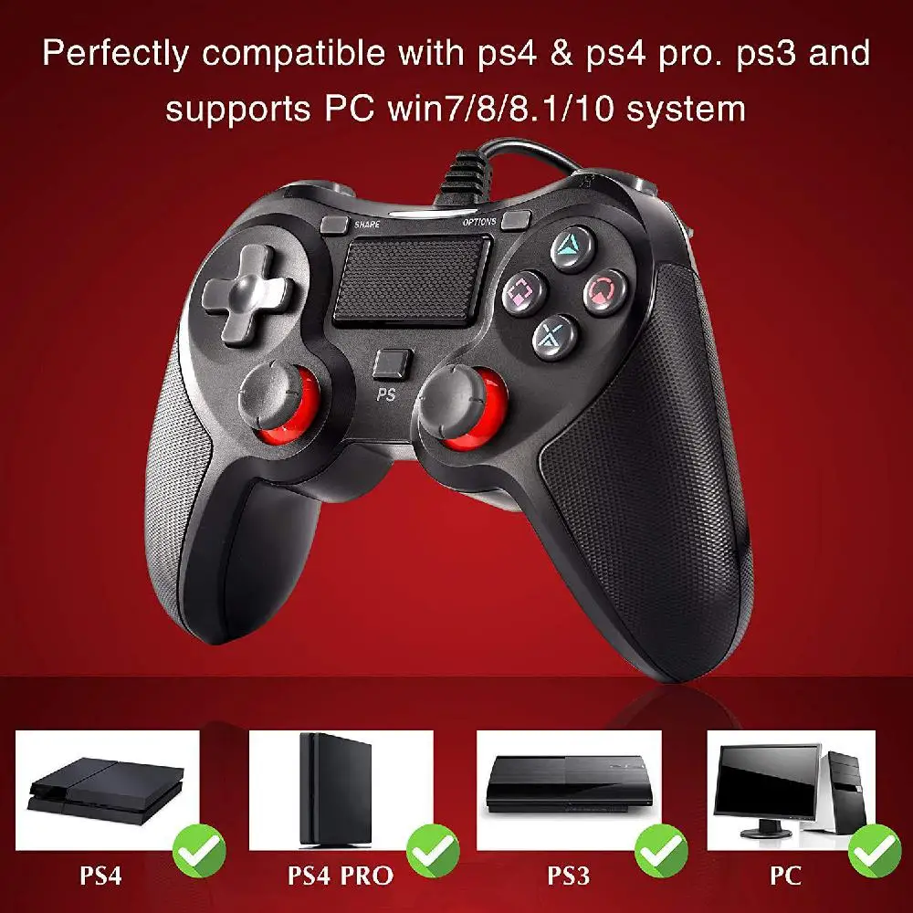 HobbyLane USB проводной геймпад универсальный для sony Playstation игры для PS4/PS4 Slim/PS4 Pro/PS3 консоль с кабелем около 1,9 м d35