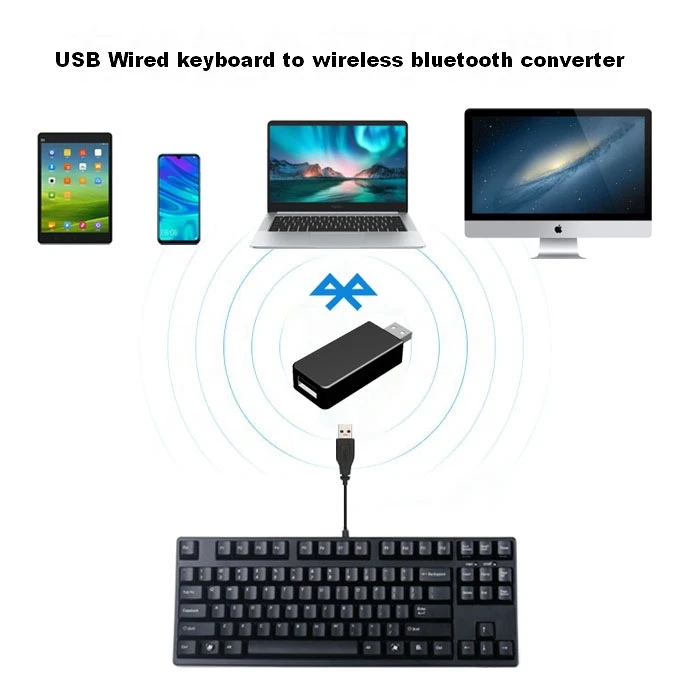 Módulo Conversor Teclado com Fio para Faça Você Mesmo Adaptador sem Fio Usb Bluetooth 5.3
