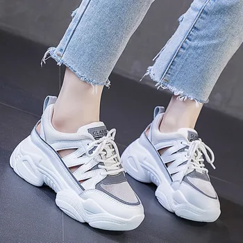 

Women Platform Sandals Chunky Shoes Designers Brand Fashion Woman 7cm Height Increasing Wedge Sandal Beach Lace Up Casual Shoes