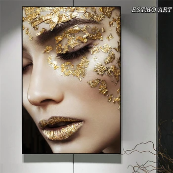 

Gold Woman ART Canvas Painting Home Decoration Office Parlor Figure Wall Prints American Style Oil Painting Poster One Piece