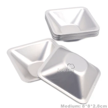 

10pcs medium size square aluminum anodising egg tart mould bean jelly pudding mold metal cake moulds DIY bakery supplies