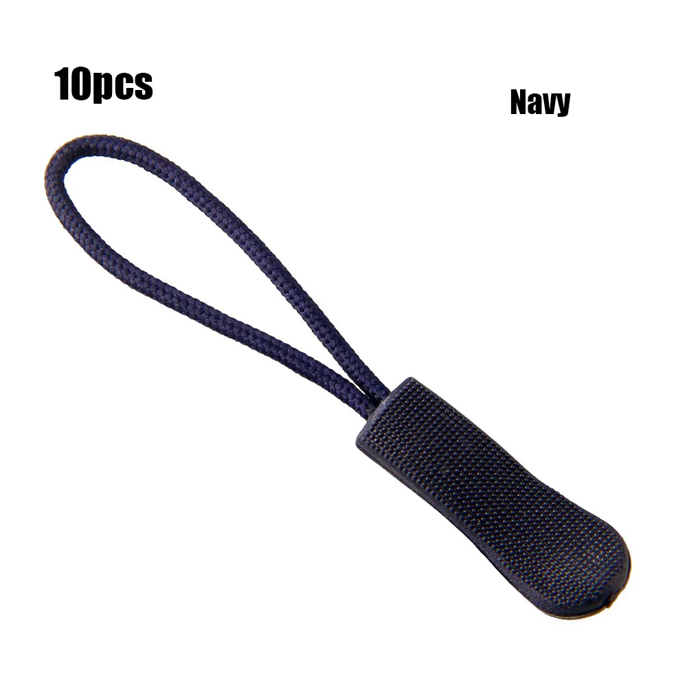 Navy Blue 10 шт. высокое качество застежка-молния тяга шнур веревки съемники молнии Съемник Замена концы замок молнии зажим для пакетов пряжка аксессуары для путешествий - Цвет: Navy Blue