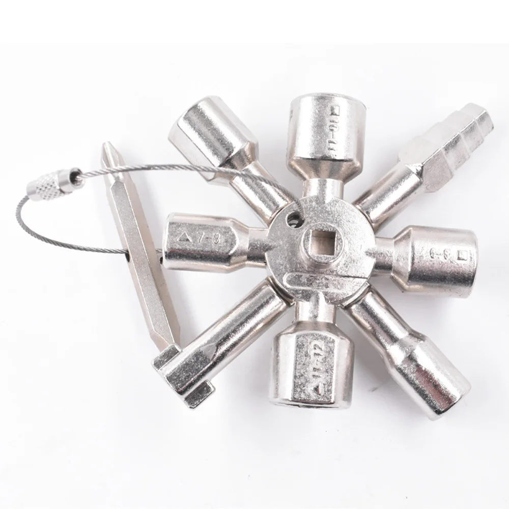 

Water meter valve key 10 in one combination tool multi-function electric box control cabinet triangle cross key wrench