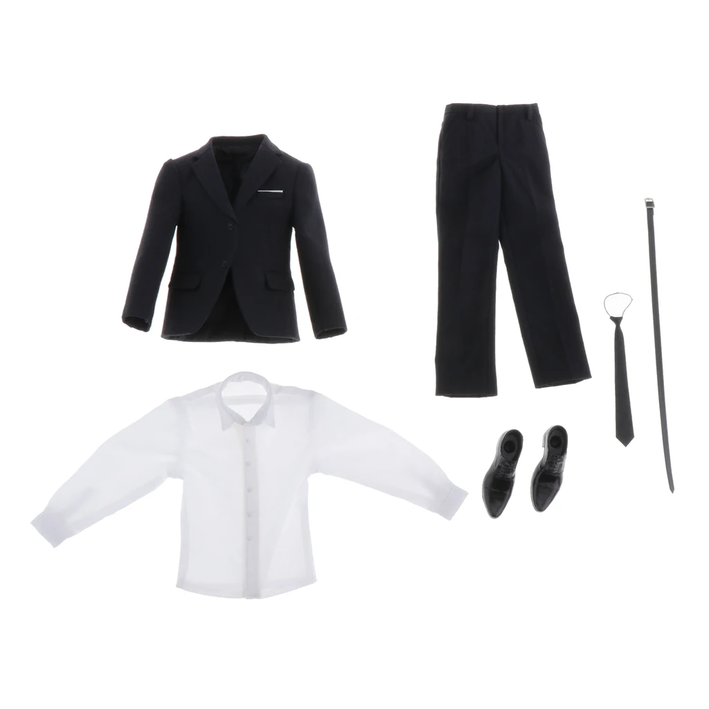 

1/6 Scale Black Suit Full Set Clothes Accessories with Shoes for 12 Inch Male Action Figure