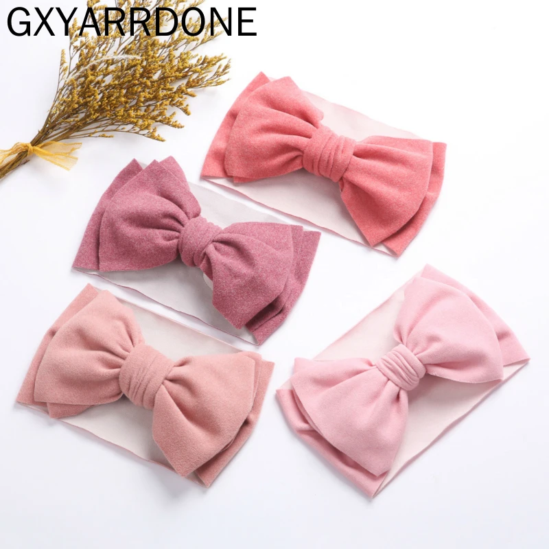 

2020 New Large Solid Cashmere Bow Headband Baby Turban Autumn Winter Head Wraps for Girls Knot Bow HeadBand Hair Accessories