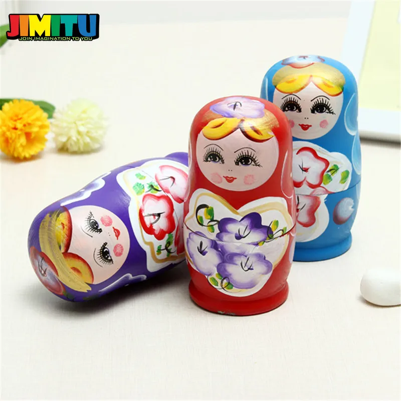 JIMITU 5 шт./компл. милые матрешки деревянные куклы русская ручная раскраска для