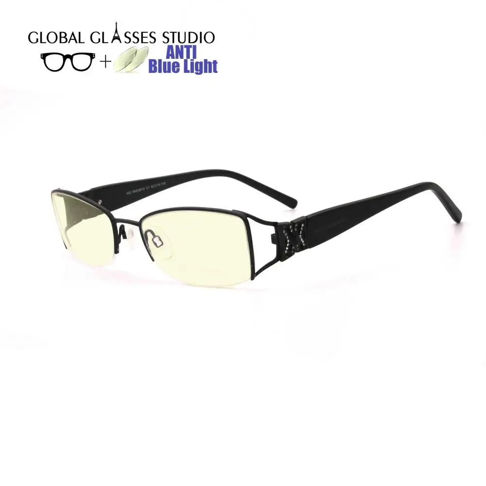 

RM00618-C1 Anti Blue Light Blocking Glasses Metal Black frame Men Computer Eyeglasses