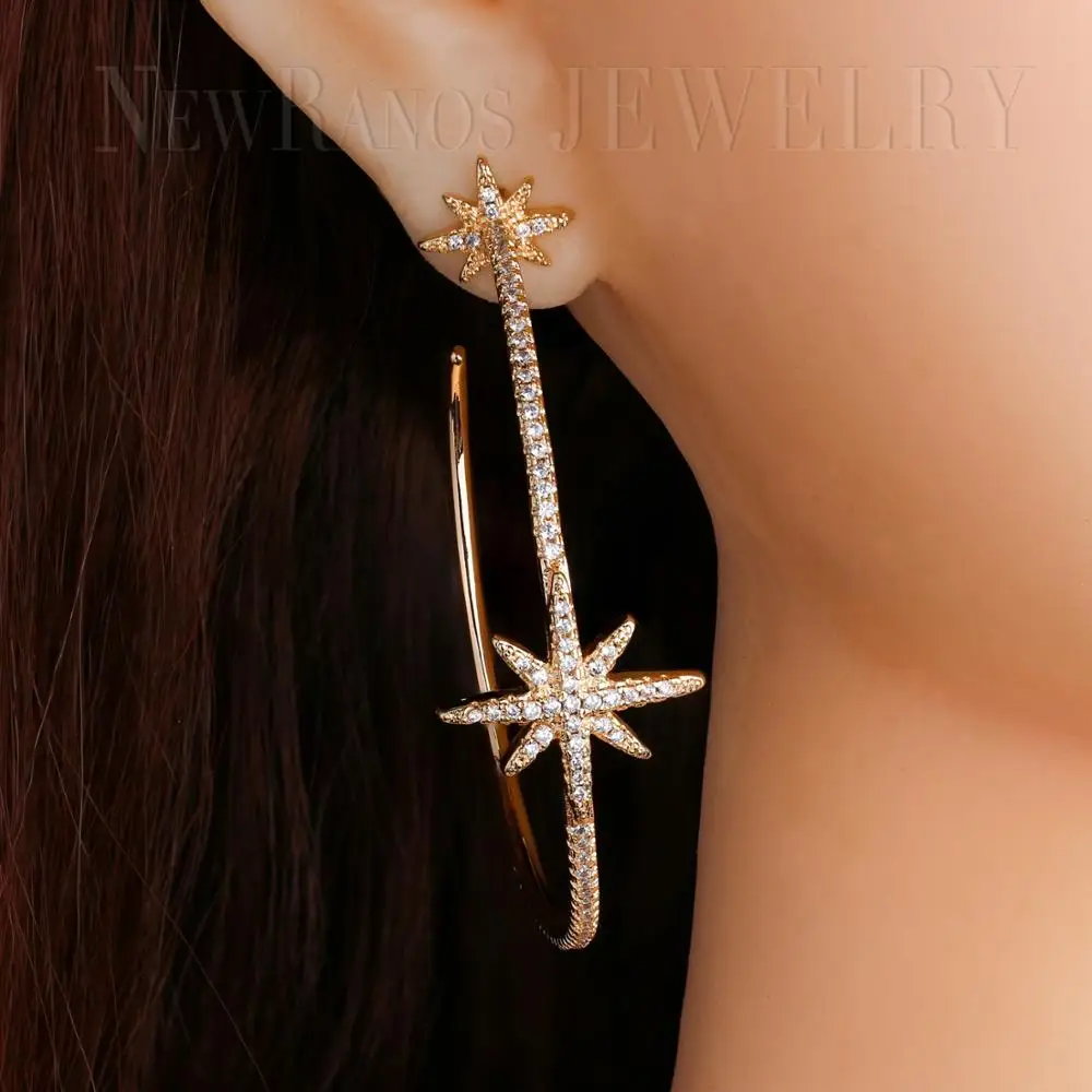 Newranos, очаровательные большие серьги-кольца, Pave CZ, циркония, большой Искрящийся круг, круглые серьги для женщин, модное ювелирное изделие EHF001644