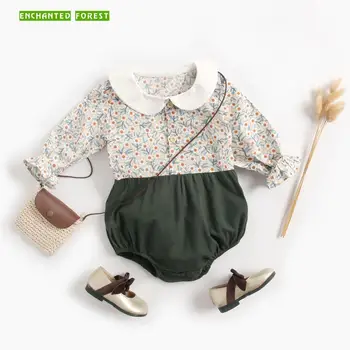 

Baby onesies spring&autumn floral newborn long-sleeved bodysuit triangle jumpsuit single-breasted 100% cotton baby clothes