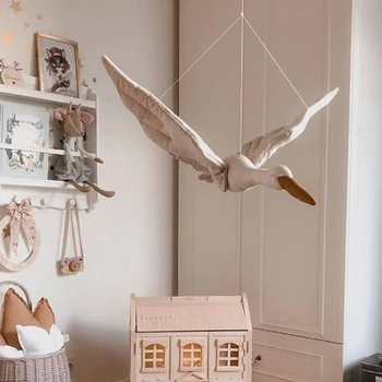 

Cotton Line Wall Hanging Swan Plush Stuffed Doll Nursery Room Pendant Kids photography Home craft DIY Hanging Decoration