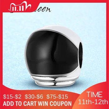 

Real 925 Sterling Silver Astronaut helmet Charm Beads fit Original European Women Bracelet Fine Jewelry Making