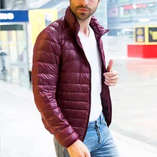 Стильный пуховик, мужское зимнее теплое пальто, пуховик на утином пуху, мужская верхняя одежда на молнии, верхняя одежда с воротником-стойкой
