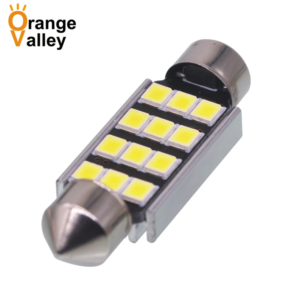 100 шт. c5w led CANBUS 39 41 мм гирлянда C10W Светодиодная лампа 2835 12 SMD В для чтения автомобиля