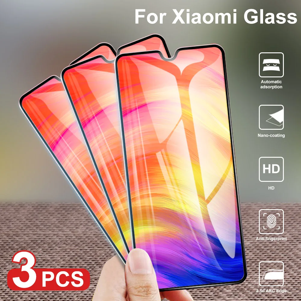 

3Pcs Tempered Glass On For Xiaomi Redmi note 7 5 6A S2 Full Cover Screen Protector For Redmi Note 8 MiA3 8Pro 7A Protective film