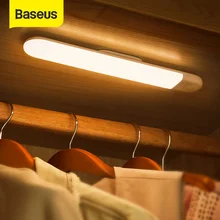 Baseus Under Cabinet Light PIR LED Motion Sensor Light Rechargeable Night Light LED Lamp For Wardrobe Kitchen Bedroom Closet