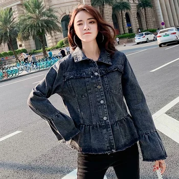 

Women Black Denim Jacket Female Spring And Autumn 2020 New Women's Autumn Loose Short Jacket Denim Jakcets Long Sleeve Tops