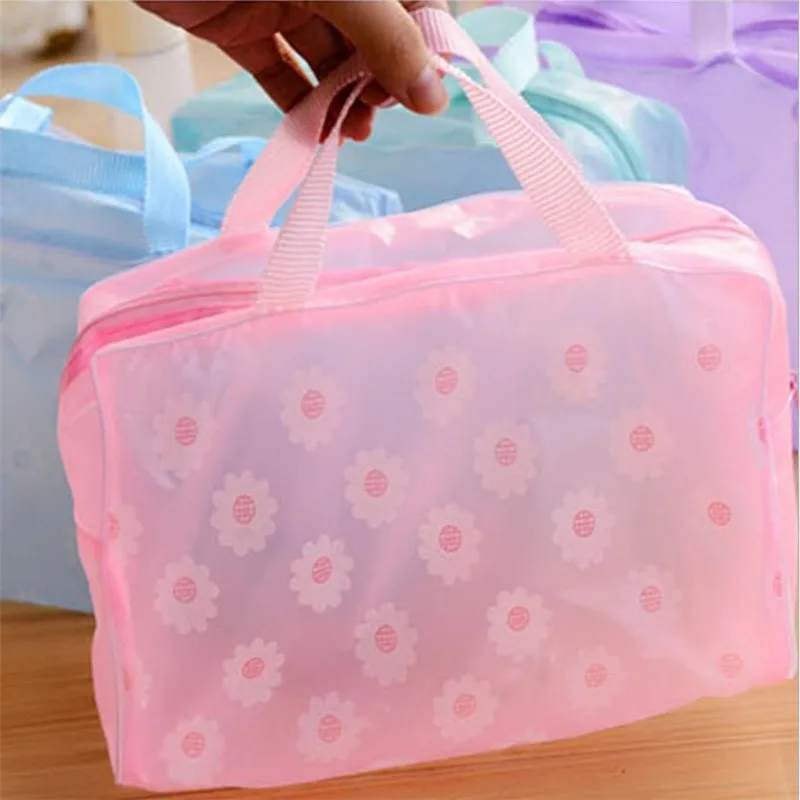 Cosmetic Storage Bag 5 color waterproof PVC Women Transparent Organizer for Makeup Pouch Compression Travelling Bath