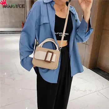 

Fashion Hit Color Women Handbags Classic Texture Delicate Creative Design Chic Belt Buckle PU Shoulder Bag Lady Totes Purse