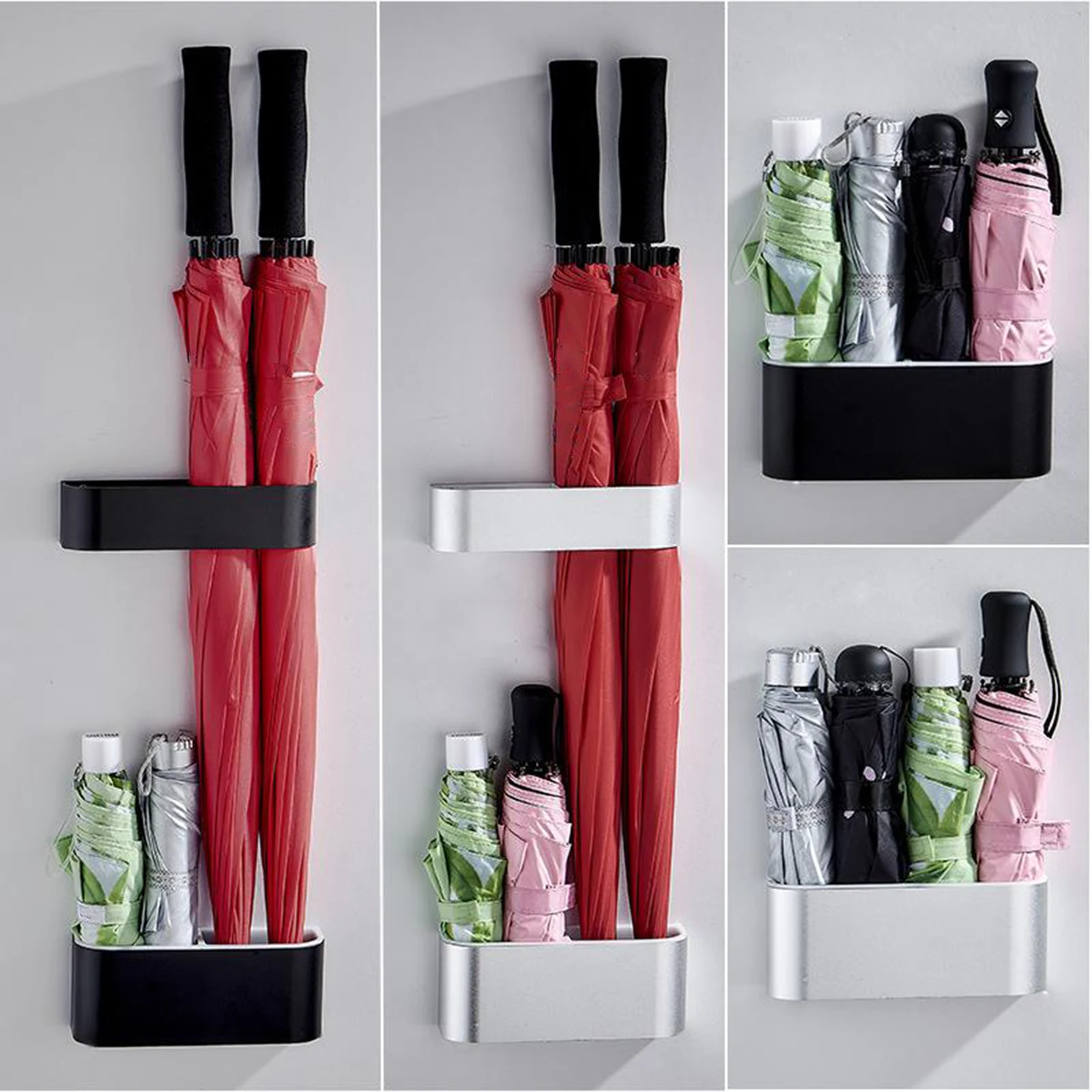 duradero soporte para paraguas montado en la pared estante sin perforaciones Taloit Soporte para paraguas organizador de pared para almacenamiento de paraguas con colector de agua 