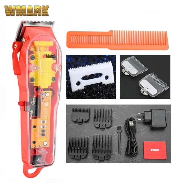 2021 WMARK New Model NG-108 Rechargeable Hair Cutting Machine Hair Clippers Trimmer Transparent Cover White Or Red Base 7300rpm 108B