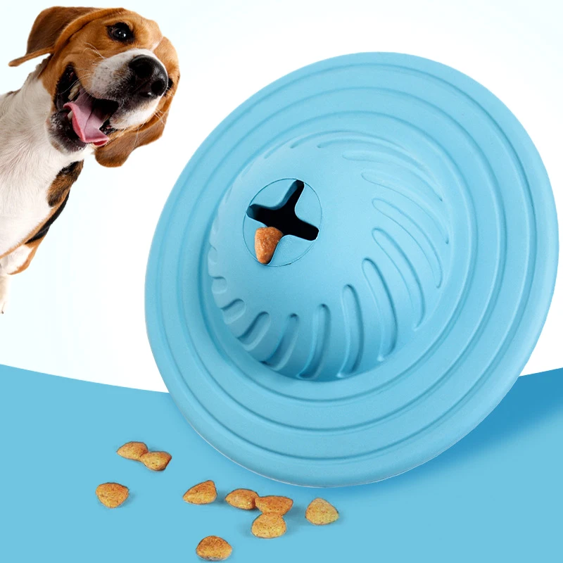 

Flying Disk Dog Toy UFO Shape Pet Food Feeder Ball Training toys Natural Rubber IQ Treat Interactive Dogs Toy