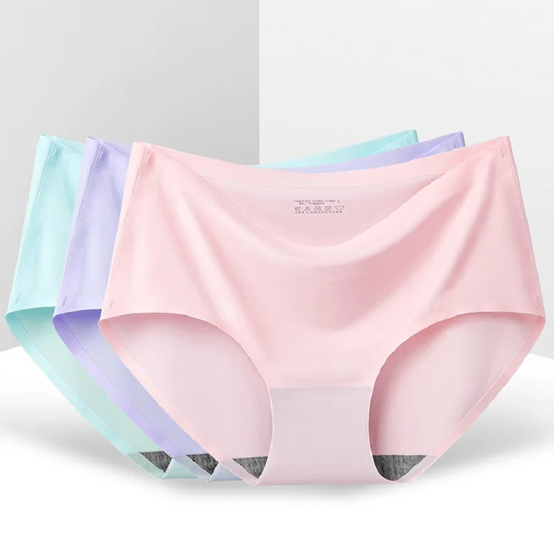 Сексуальные трусики Ondergoed Vrouw Naadloze Ice Zijde Mid Vrouwelijke Taille Slip Onzichtbare Zachte Ademend Panty| |