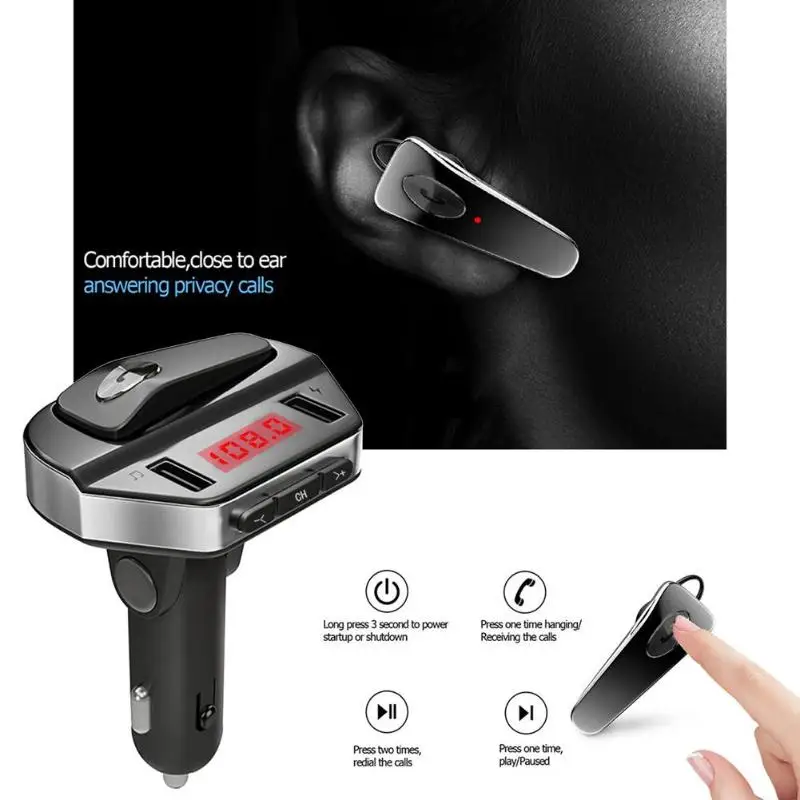 Двойной USB Bluetooth 4,2 автомобильное 3.1A быстрое зарядное устройство MP3-плеер fm-передатчик с беспроводной гарнитурой DSP шумоподавление авто комплект Прямая поставка
