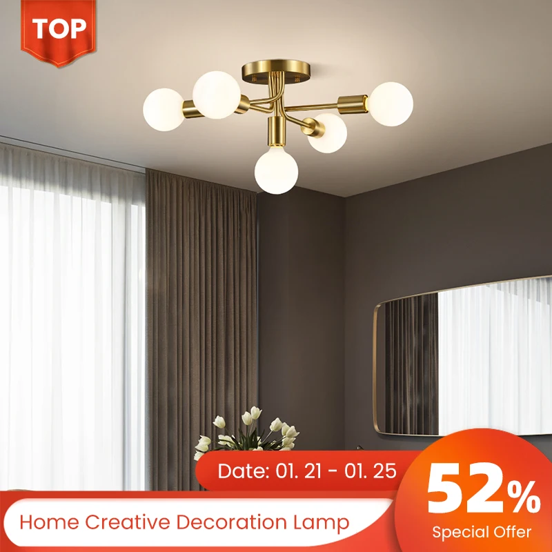wallpapers Living Room Decorative Led Lights For Home 2021 new modern ceiling lamp copper design restaurant bedroom living room creative led lighting ceiling light home decor fixture