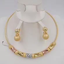 Alta qualidade ltaly 750 cor do ouro conjunto de jóias para as mulheres contas africanas jewlery moda colar conjunto brinco jóias
