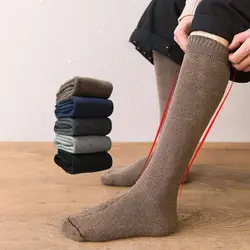 Winter Men's Knee Wool Long Socks Thick Warm Harajuku Sock High Retro Compression Male 1 Pair O1w2