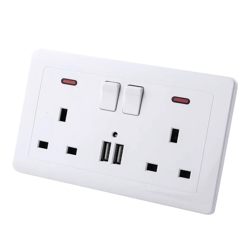 

Panel Socket British Square Three hole Usb Mobile phone charging function Light Switches Rocker Switch Key Switch 2 Way Switch