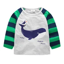 Осенняя детская футболка в европейском и американском стиле детская футболка из чистого хлопка, детская повседневная осенняя одежда, топы