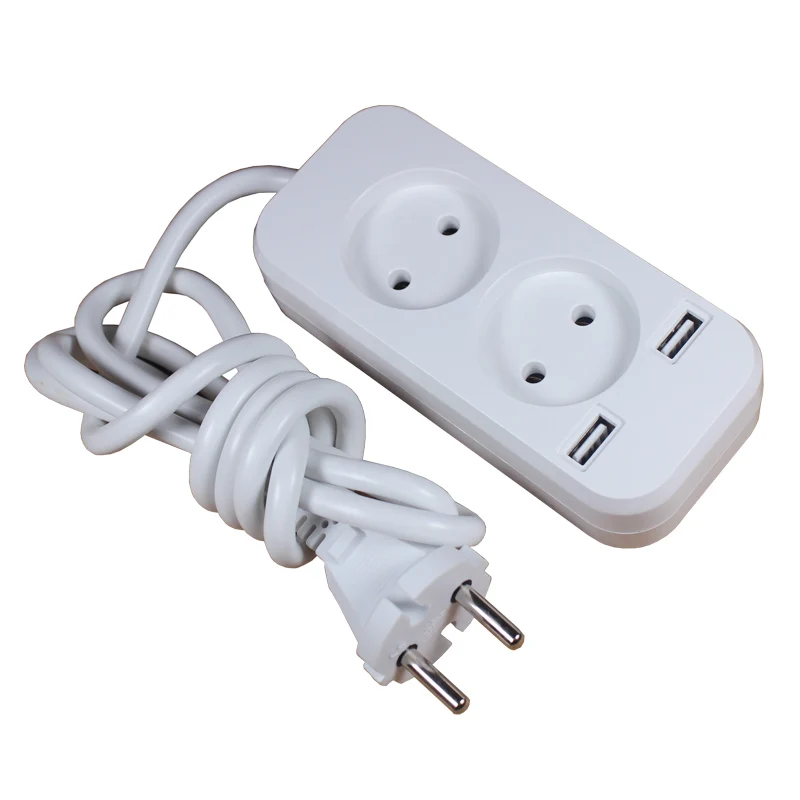 Socket de Extensão Usb Duplo Socket Europeu de Extensão de 2a 5v com Cabo Cca de 1.5m