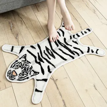 

Creative Cartoon Tiger Shape Flocking Entrance Door mat Absorbent Bath Rug Home Anti-Skid TPR Bottom Soft Plush Floor Carpet