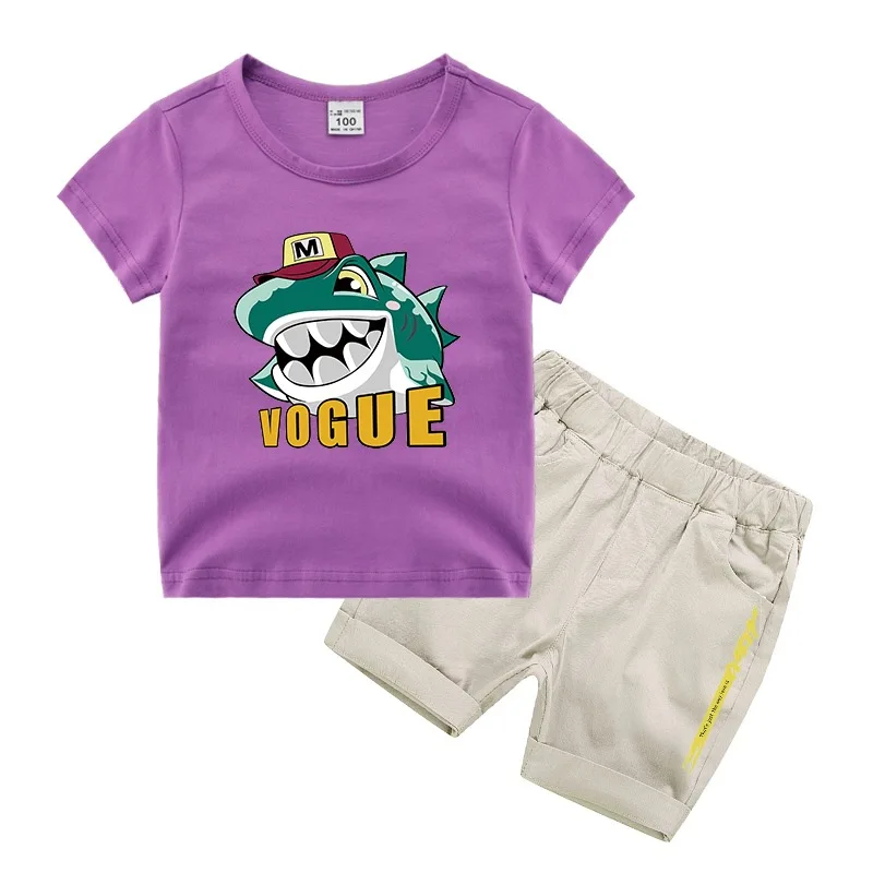 t shirt and shorts Комплект детской одежды для маленьких мальчиков, комплект одежды для детей, летний хлопковый спортивный костюм футболка с трансформером+ короткие штаны комплект из 2 предметов, От 3 до 11 лет - Цвет: t shirt and shorts