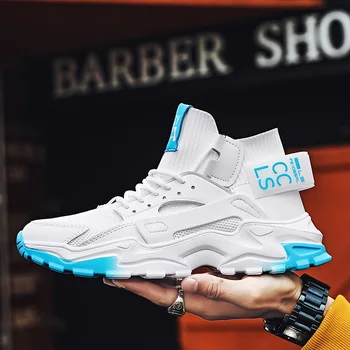 

High-Top Men Shoes Light Air Mesh Man Sneakers Height Increasing Trainers Shoes Breathable Lace Up Men Shoes Casual Zapatillas