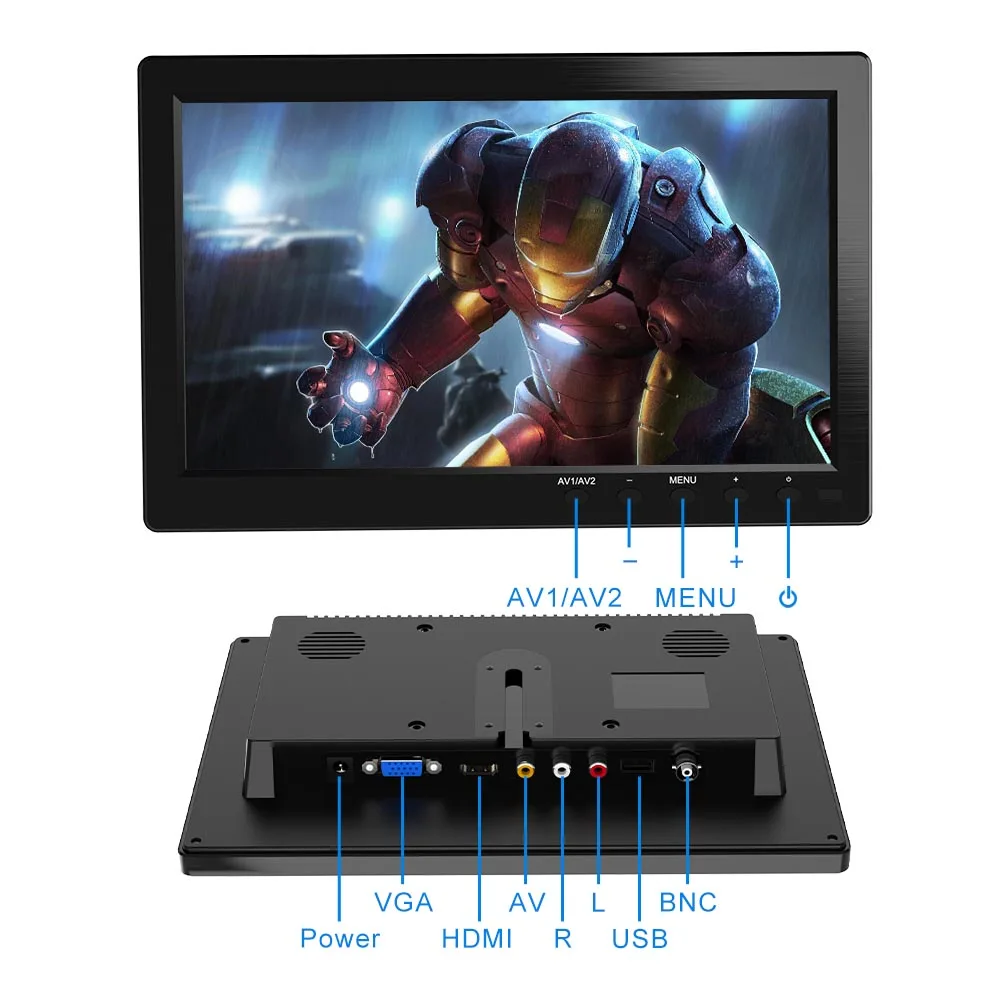 Портативный дисплей FSU 1024*600 ЖК монитор с полным обзором HDMI VGA AV промышленный