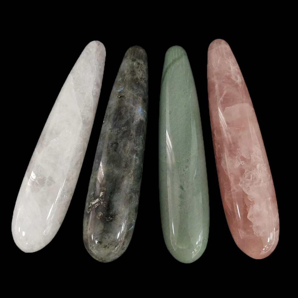 Natural Rose Quartz Crystal Hand Carved Massage Wand