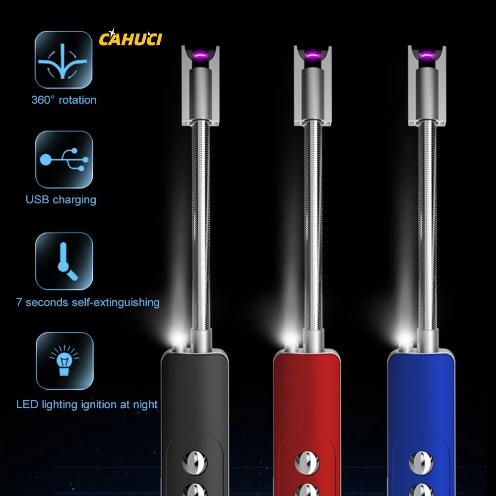 USB Electric Rechargeable Long BBQ Kitchen Gas Stove Lighter Windproof