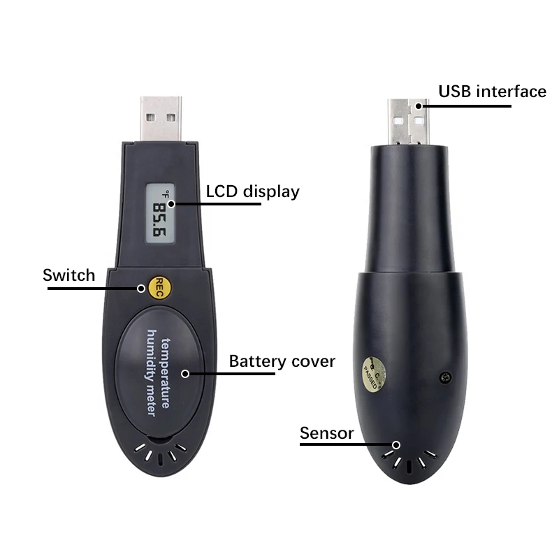 Hti EL USB 2 LCD + Высокоточный измеритель влажности температуры и точки росы с ЖК